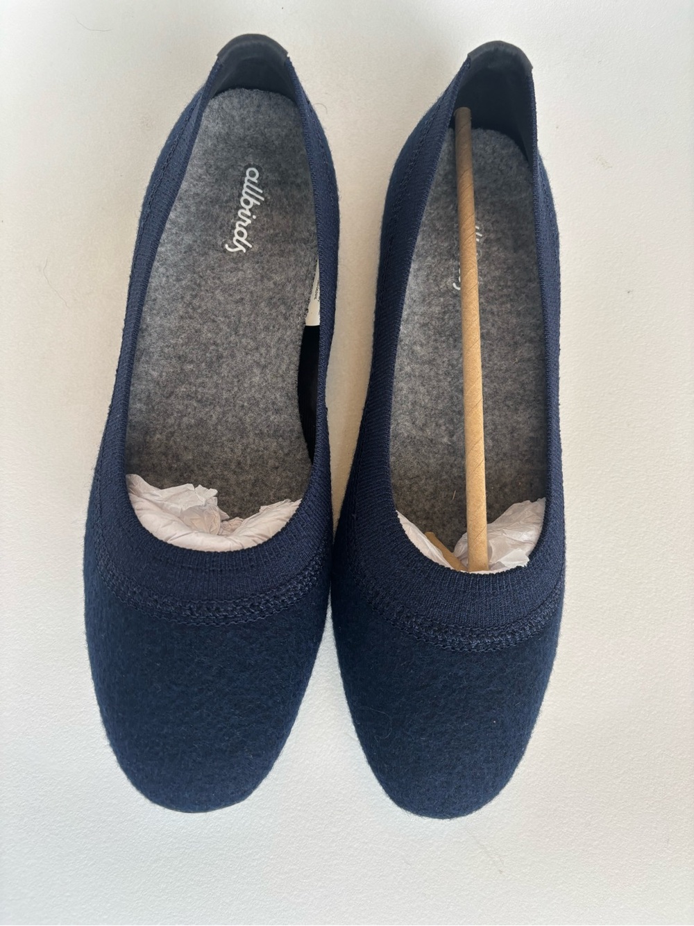 allbirds Navy Wool Ballet Flats - Women's, size 8, New